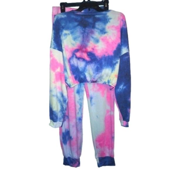 Super cute tie-dyed 2pc crop sweats suit set - Picture 8 of 12